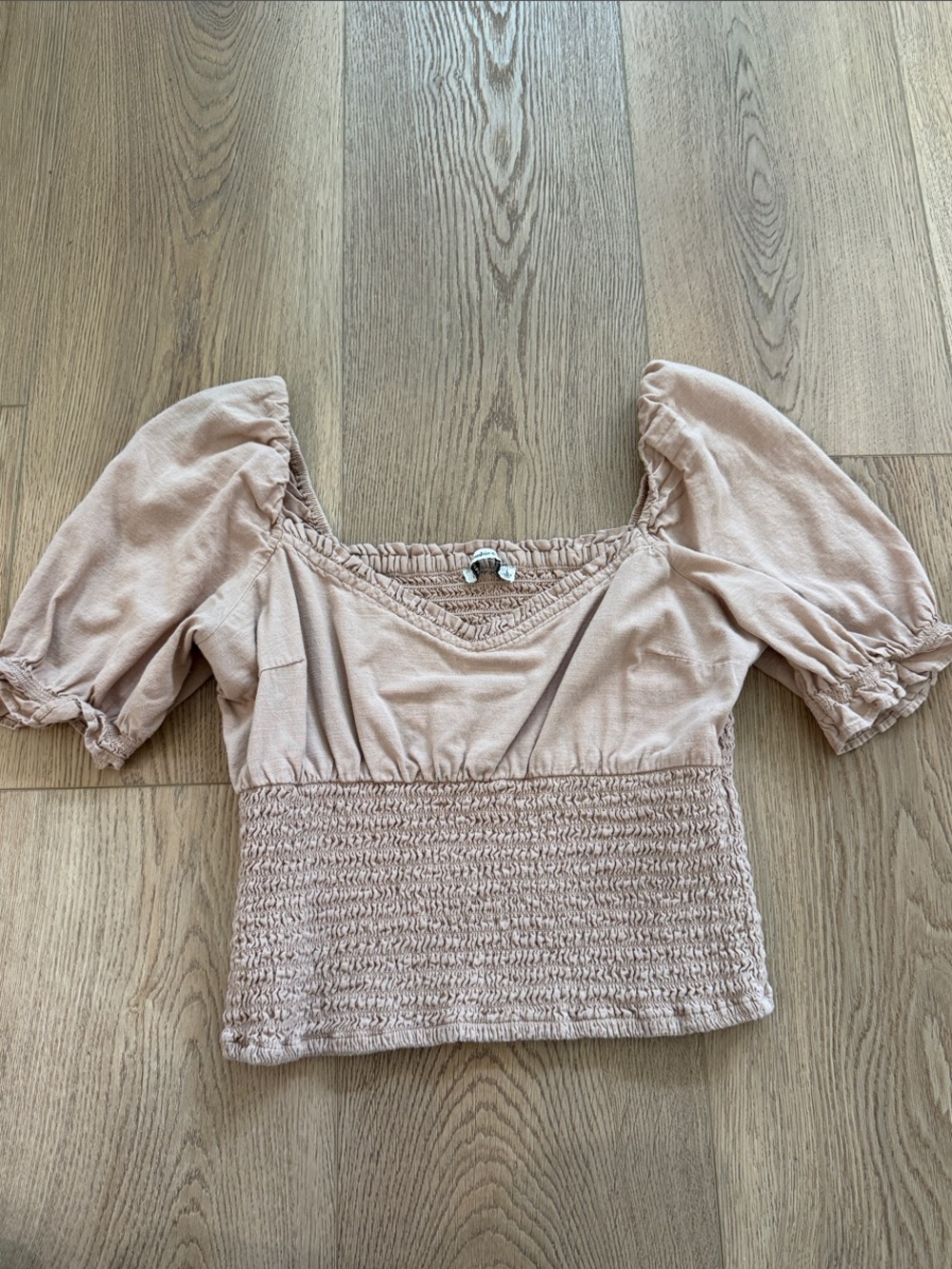 Abercrombie Smocked Waist Puff-Sleeve Crop Top -size large